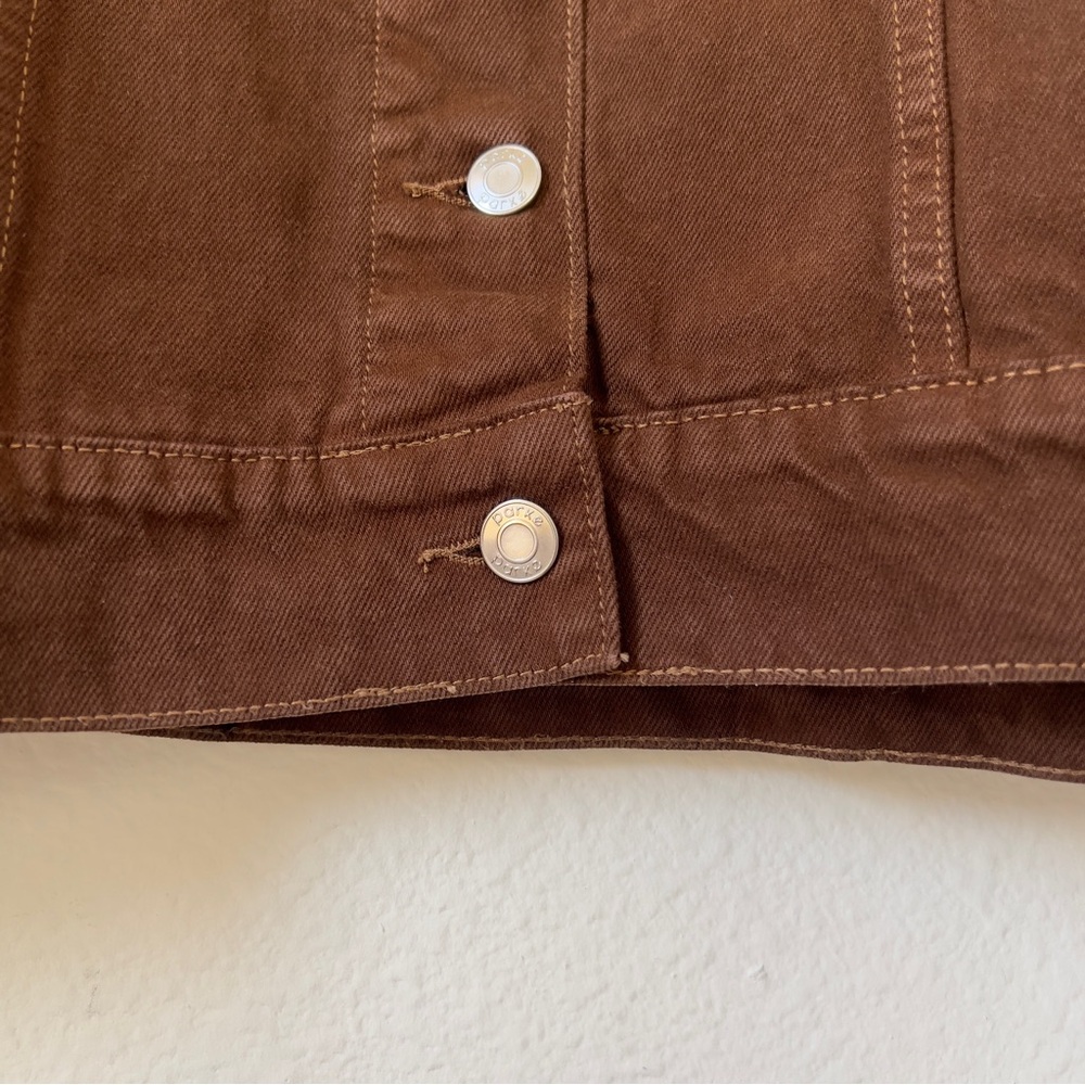 New PARKE Oversized Denim Jacket in Brown - Picture 8 of 13